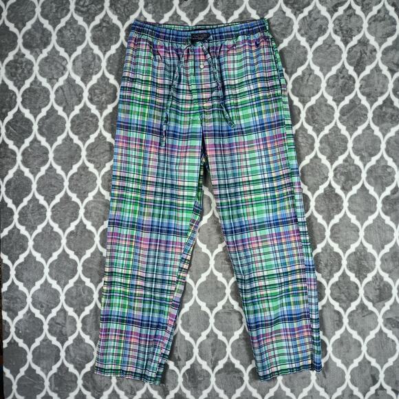 Polo Ralph Lauren Pajama Pants Mens Large Plaid Madras Drawstring Lounge Sleep - Picture 1 of 8